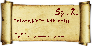 Szloszjár Károly névjegykártya